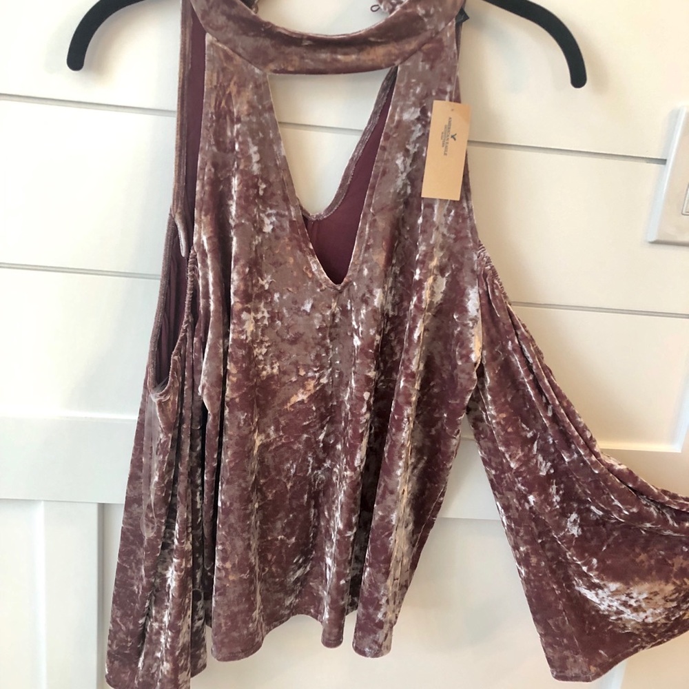 Pink crushed velvet long sleeve top
